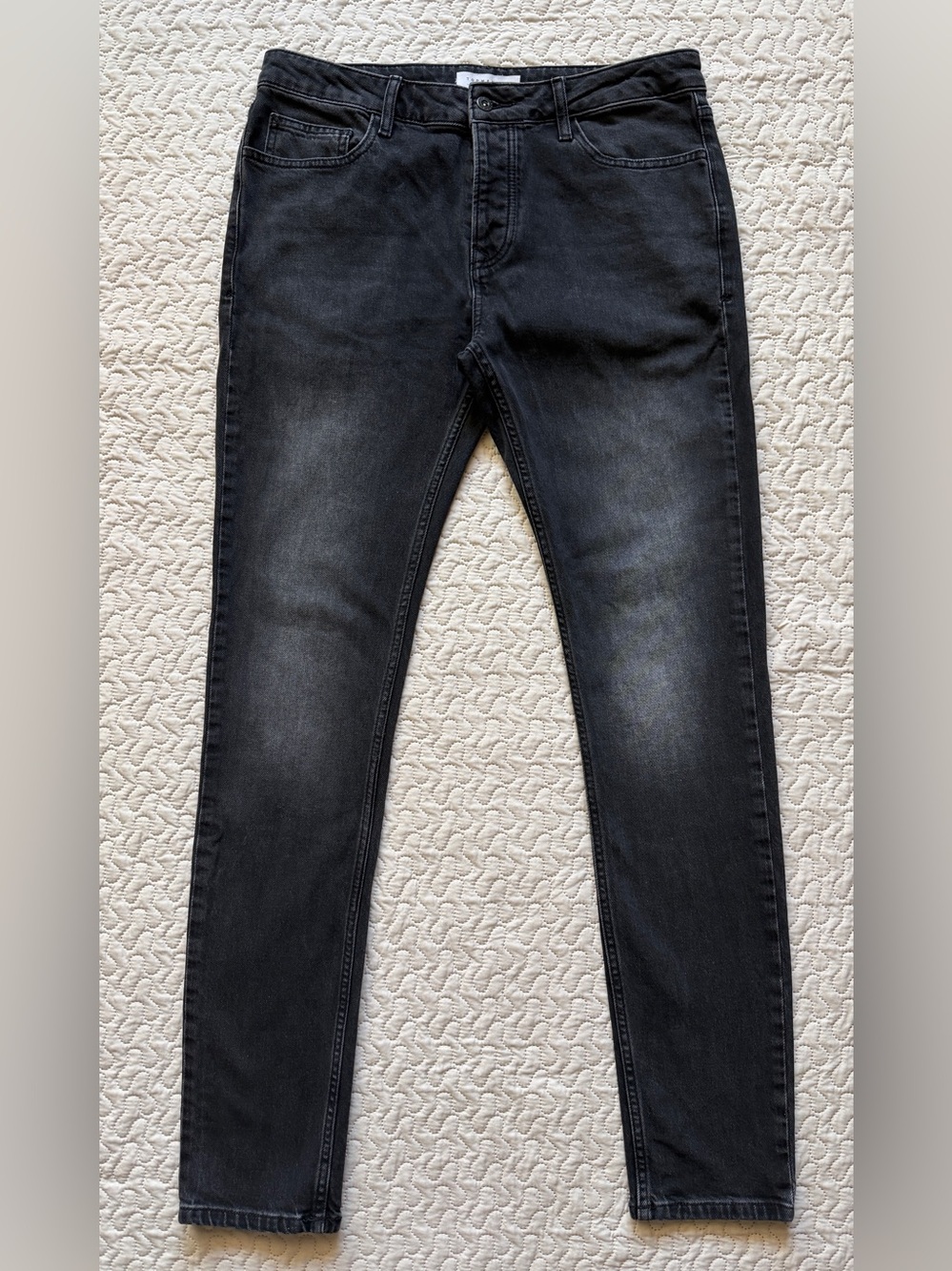Topman Spray On Skinny Jeans Mens 34x34 Faded Black Stretch Denim ASOS